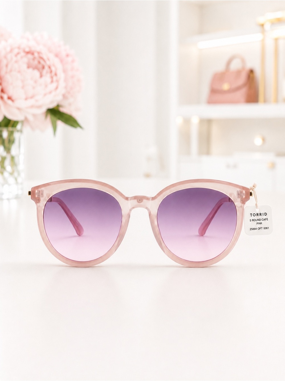Torrid Blush Pink Round Café Sunglasses NWT Gradient Lenses UV Protection